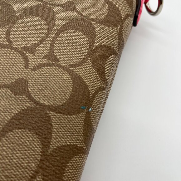 Coach Brown Coated Canvas Signature Pink Stripe Swingpack Bag - Picture 13 of 13